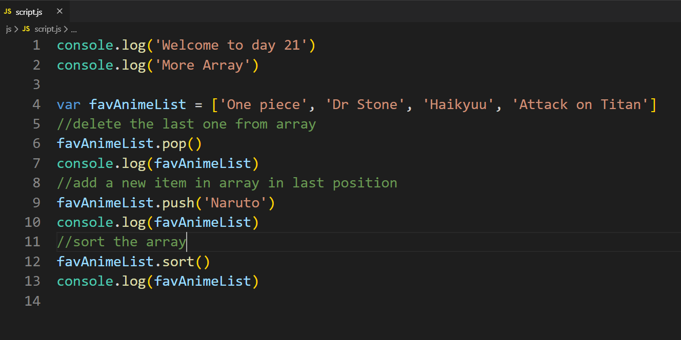 javascript set get array